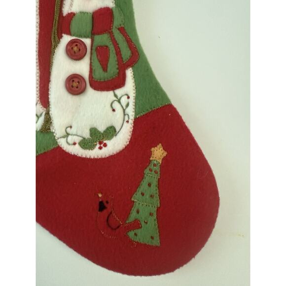 Santa With Xmas Tree Felt Christmas Stocking 20" Fleece Appliques - Picture 5 of 6